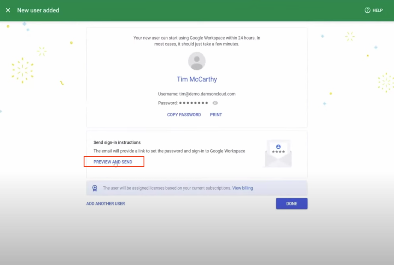 Step 8: Preview and send sign-in instructions