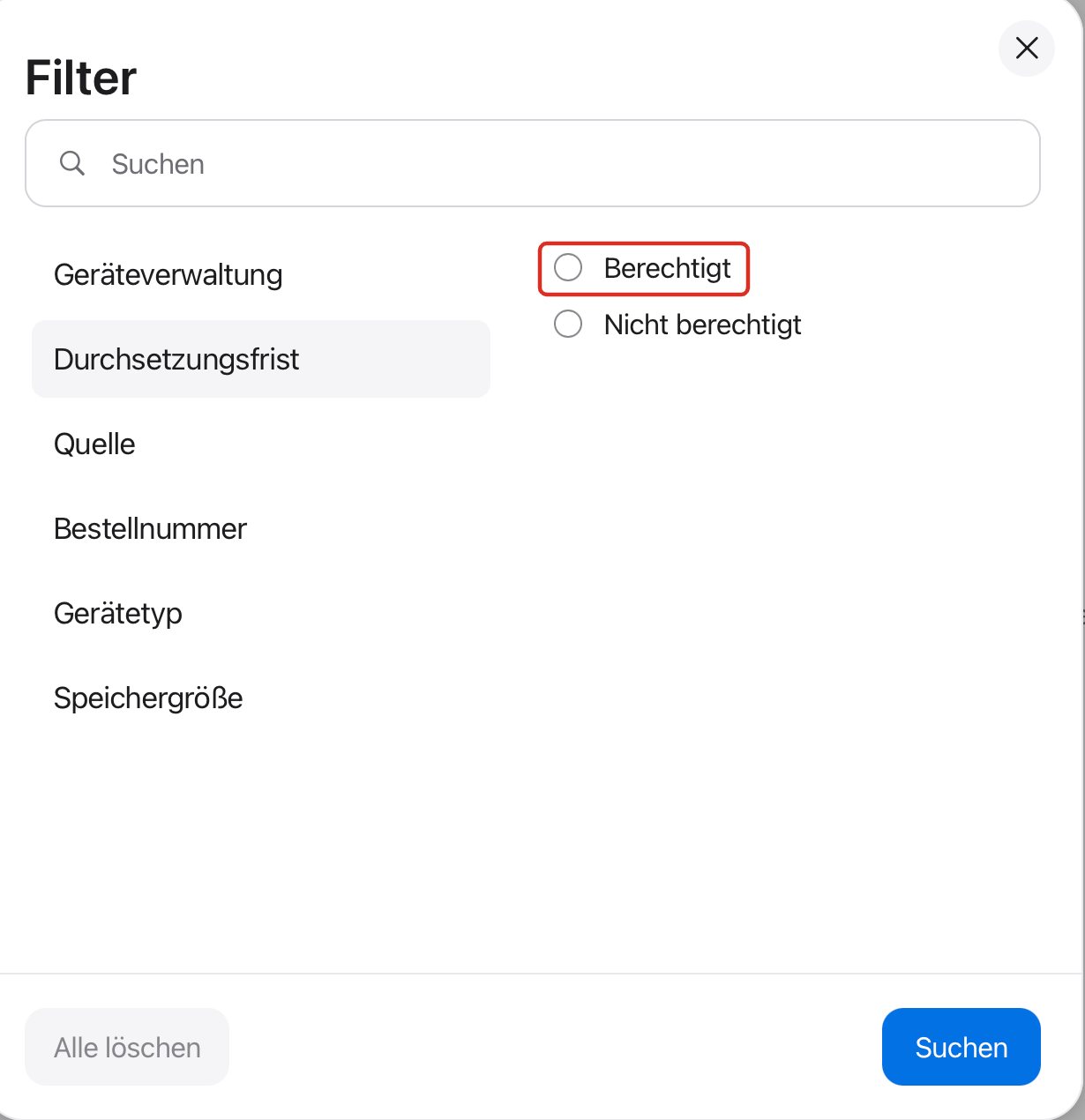 Enforcement Deadline filter with the Eligible option
