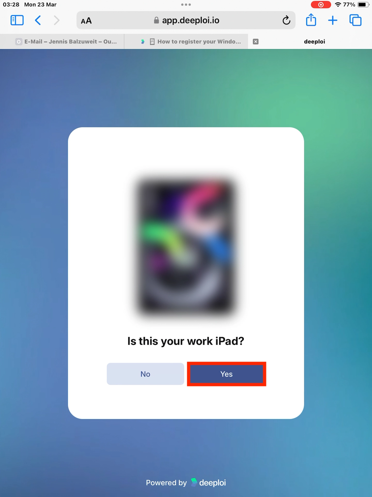 Arbeitsgerät bestätigen