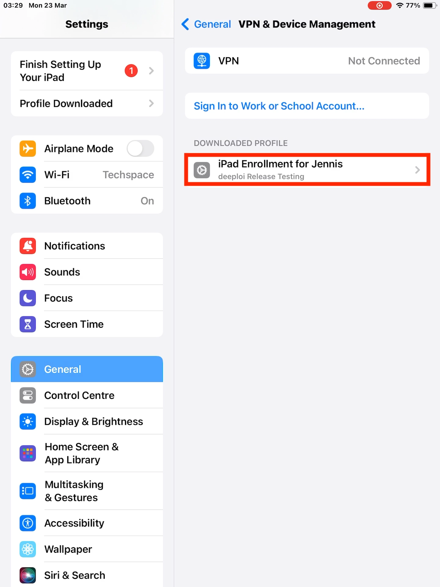 Tap the downloaded profile