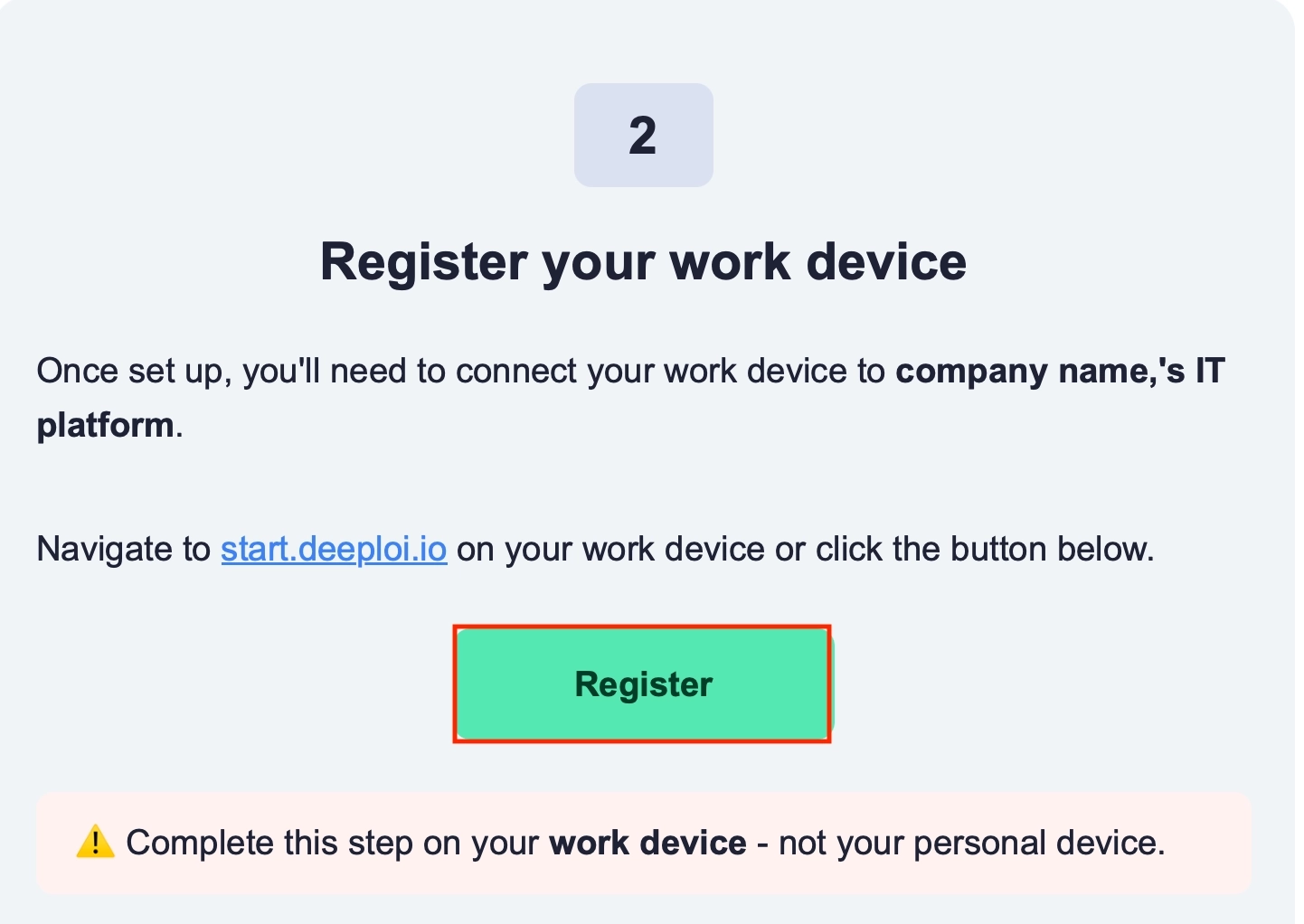 Register button in the registration email