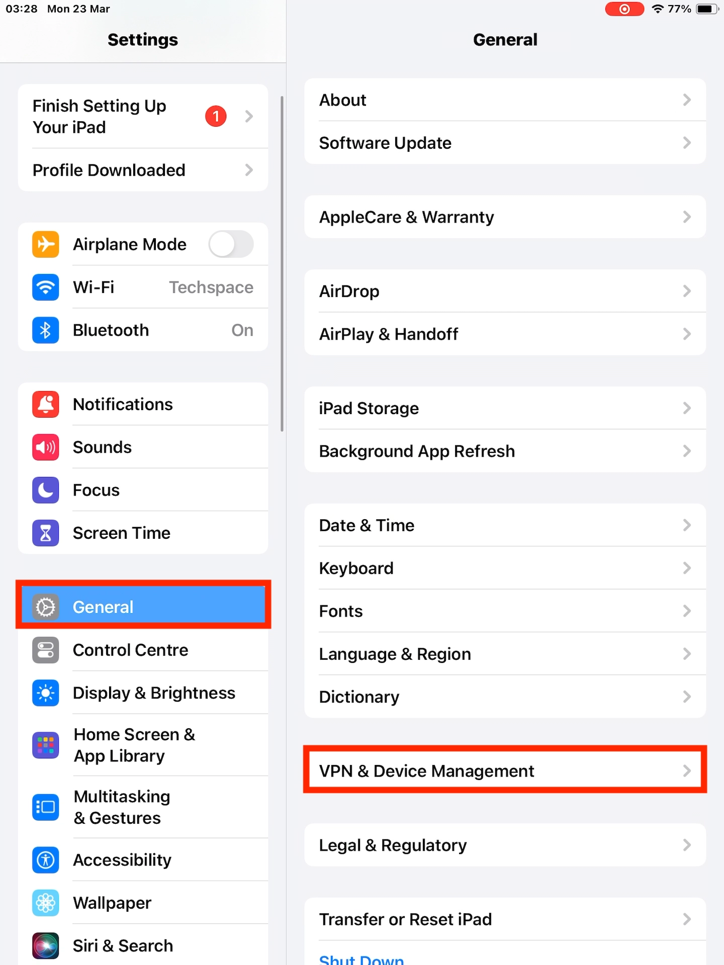 Zu Allgemein, dann VPN und Geräteverwaltung gehen