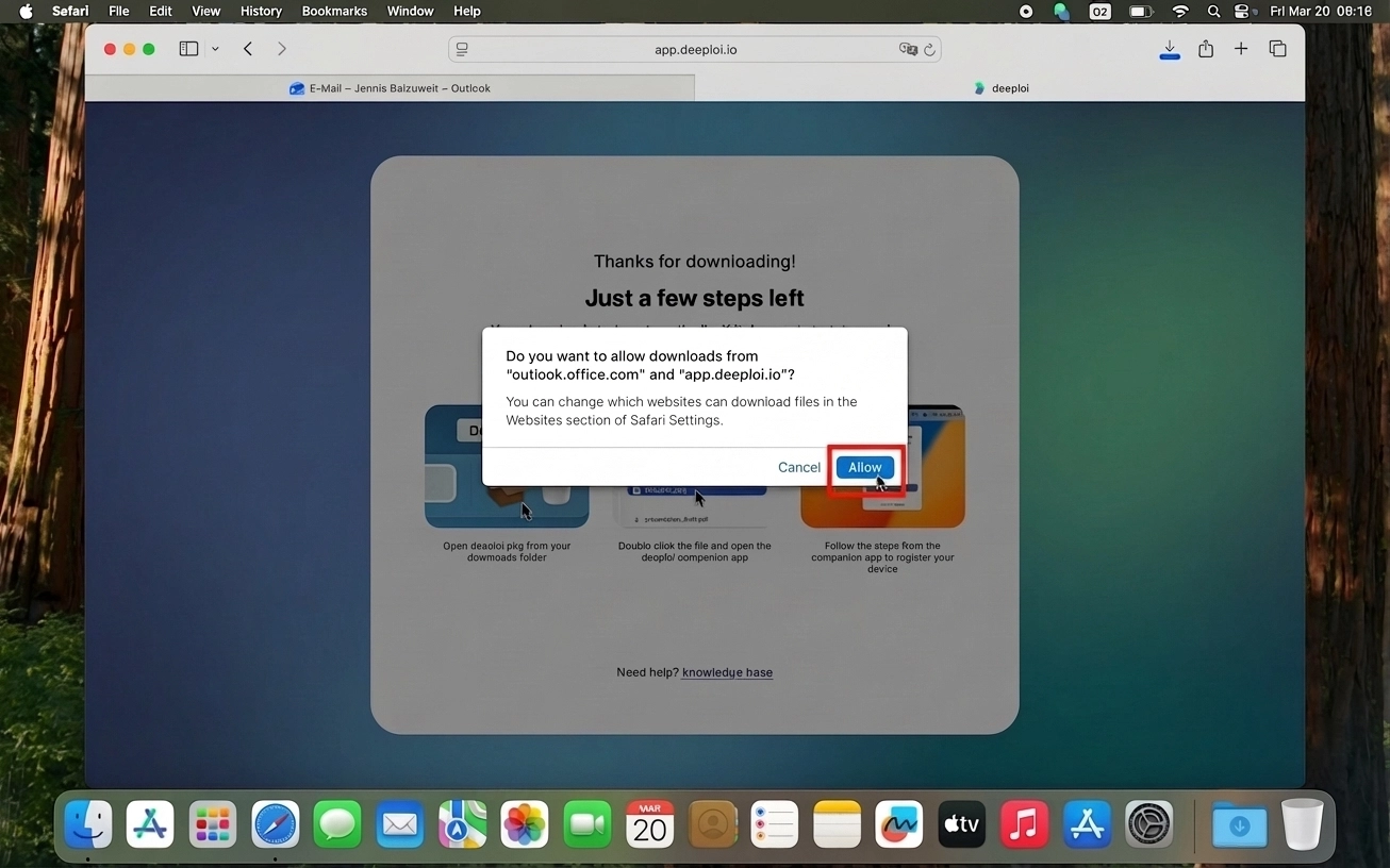 Allow the download to start