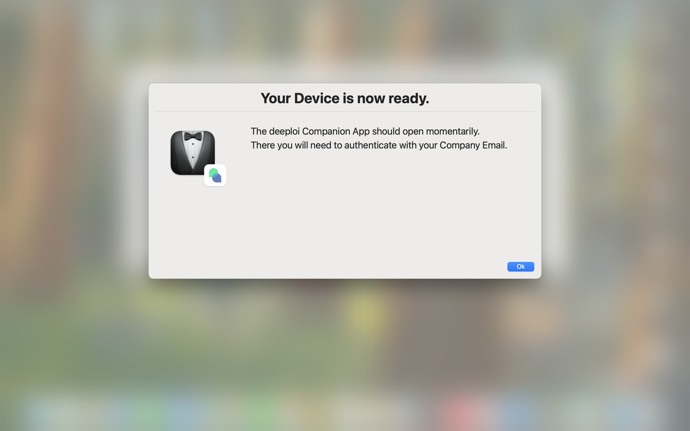 Installation complete screen