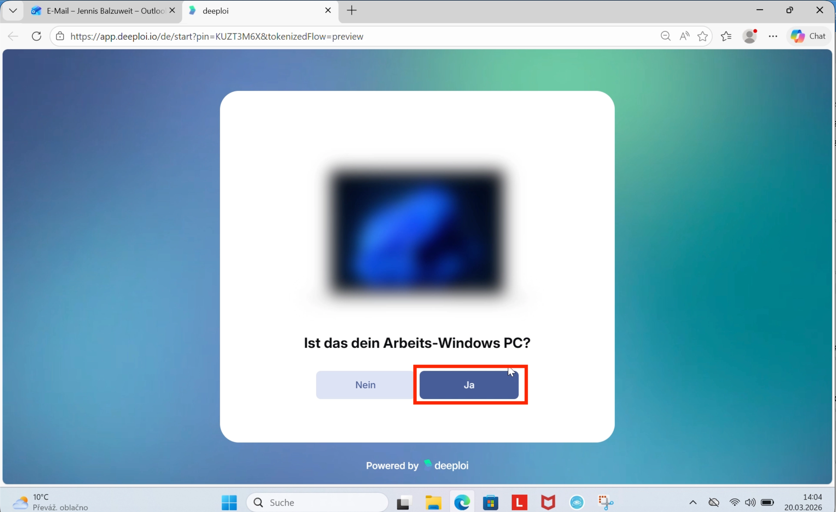 Arbeits-Laptop bestätigen
