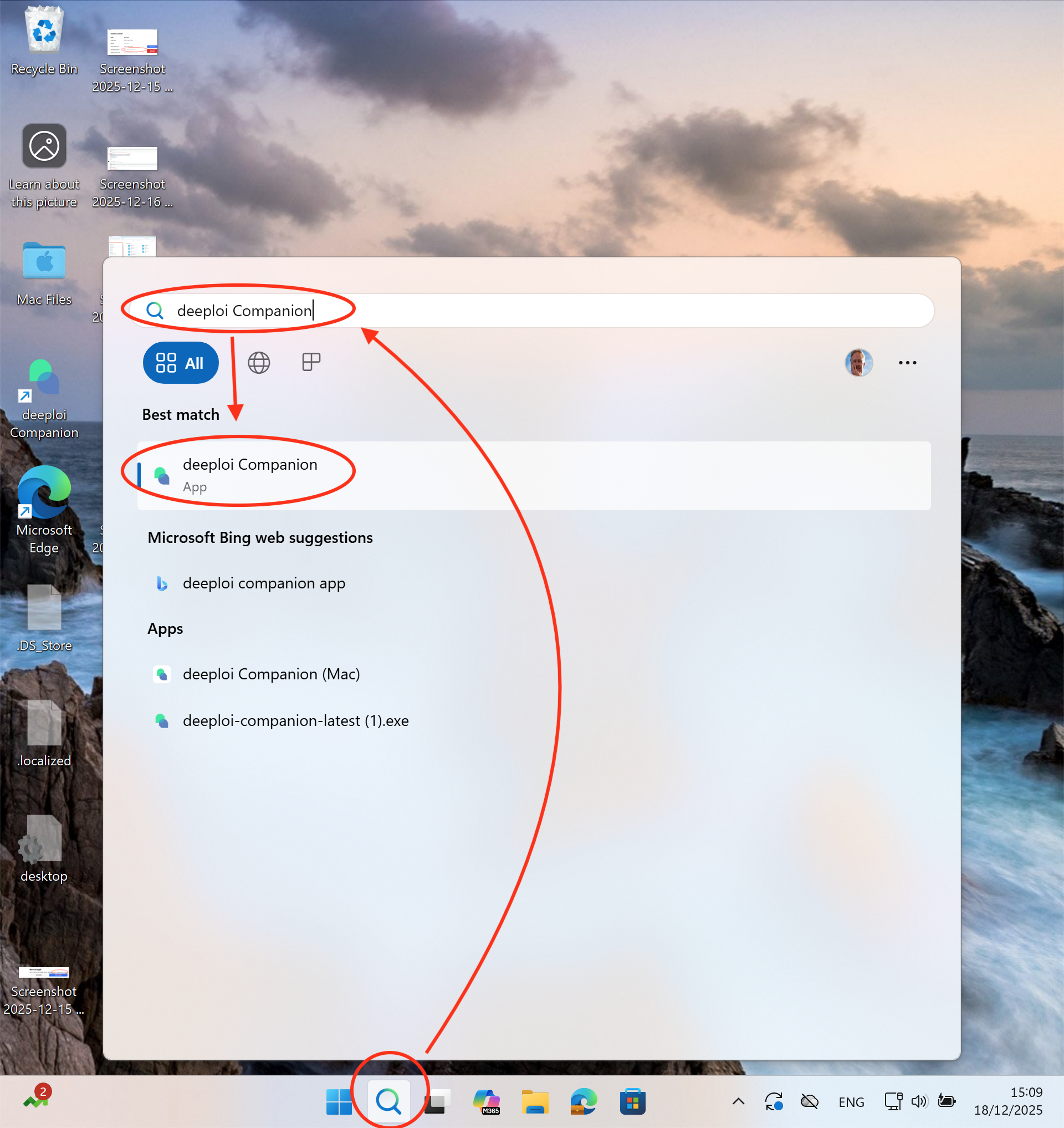 Windows-Suche mit deeploi Companion