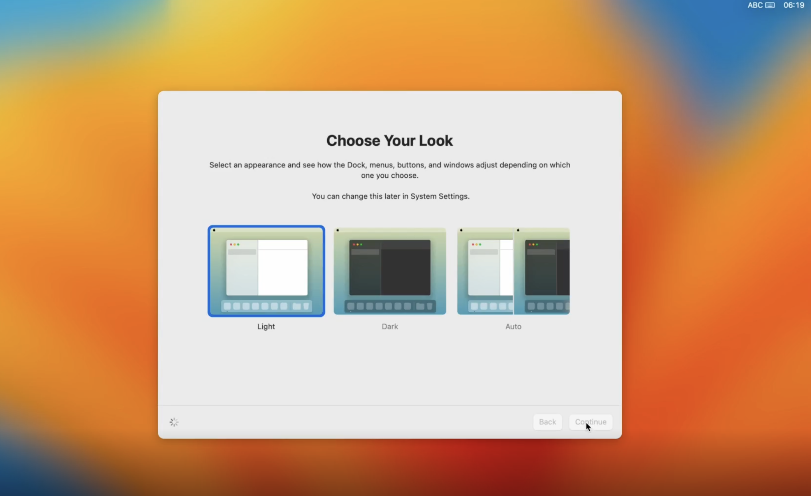 Design auswählen Screen