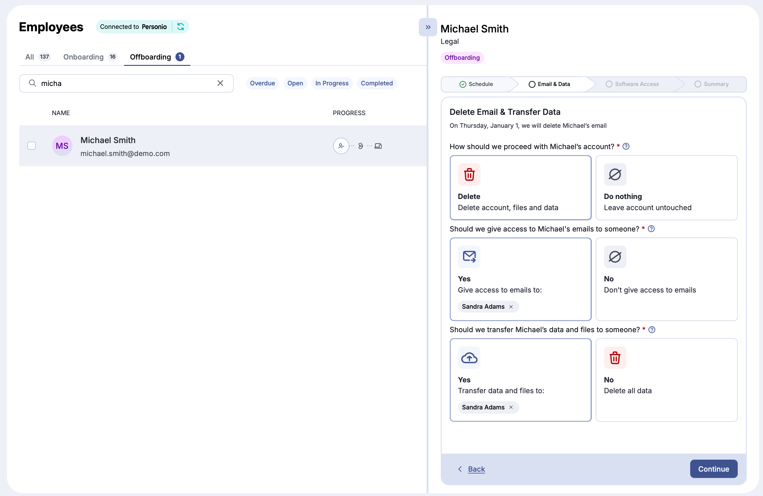 Email and data section
