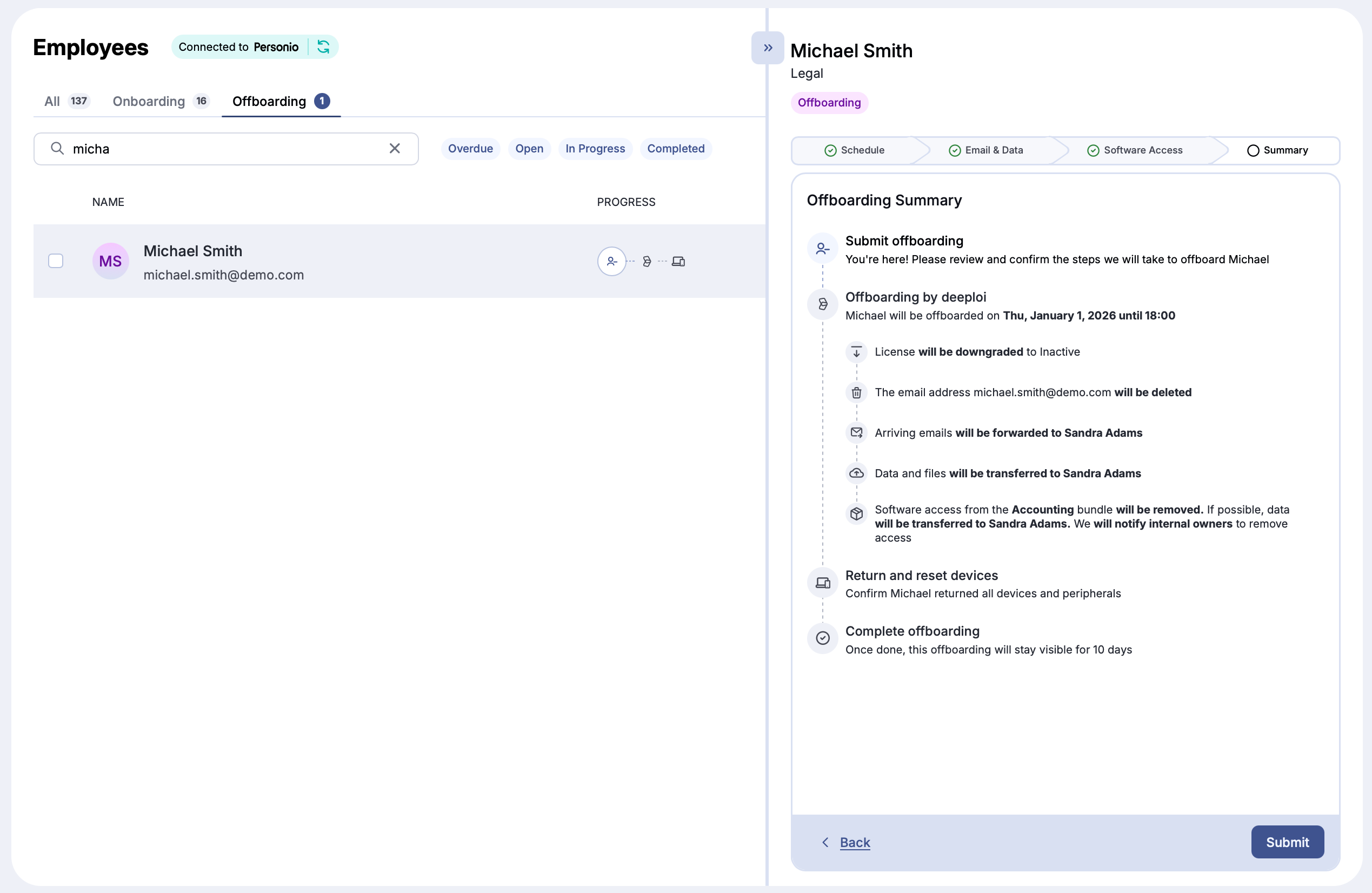 Submit offboarding form