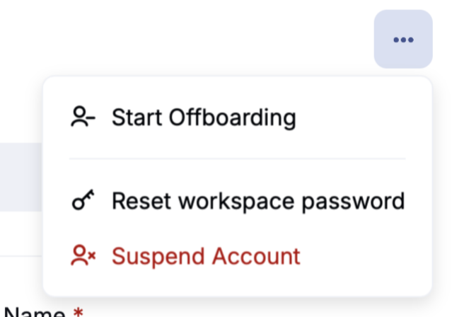 Suspend account menu option