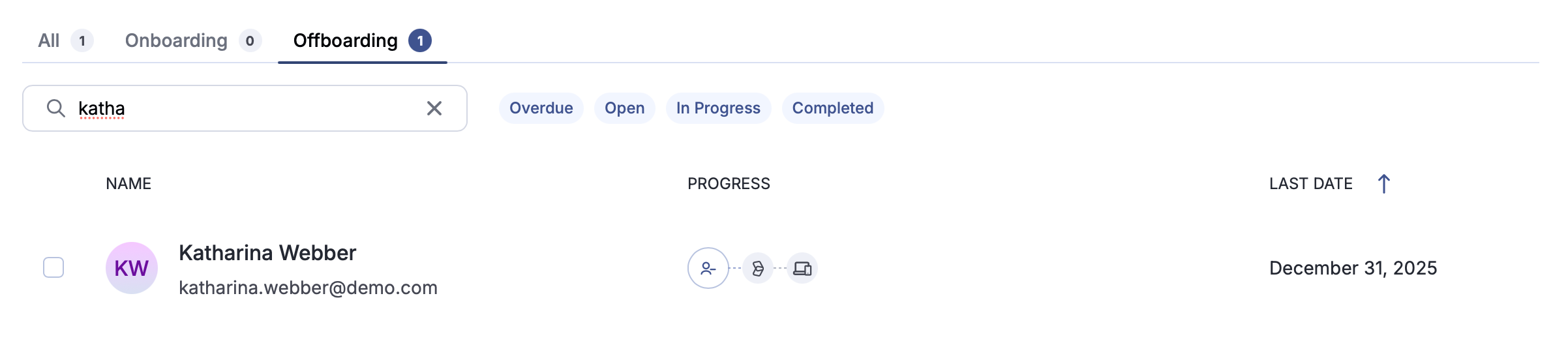 Offboarding task in to-do list