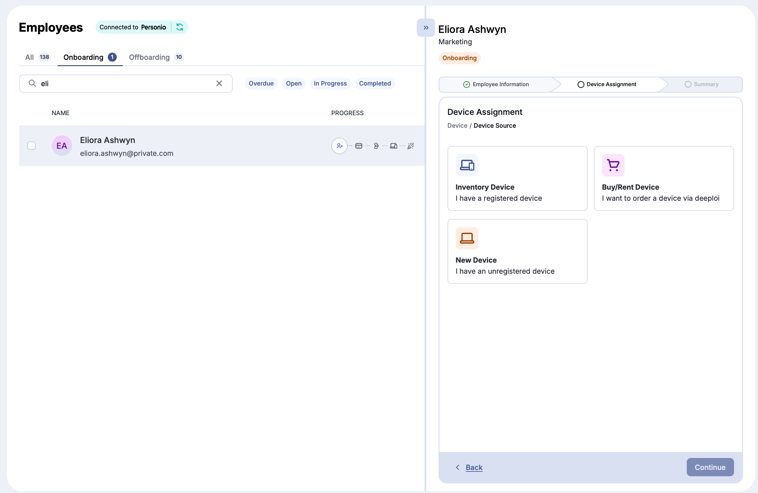 Device type selection