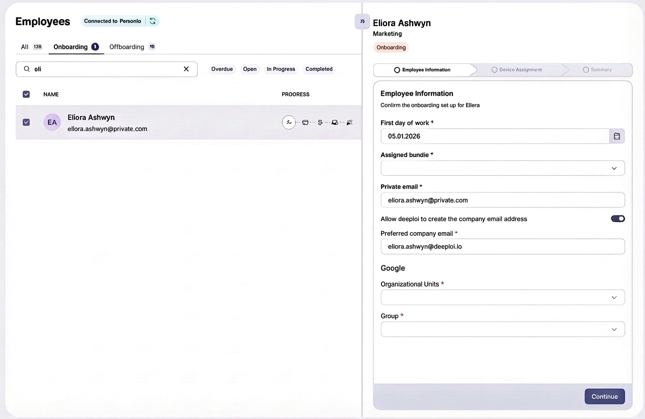 Employee information section