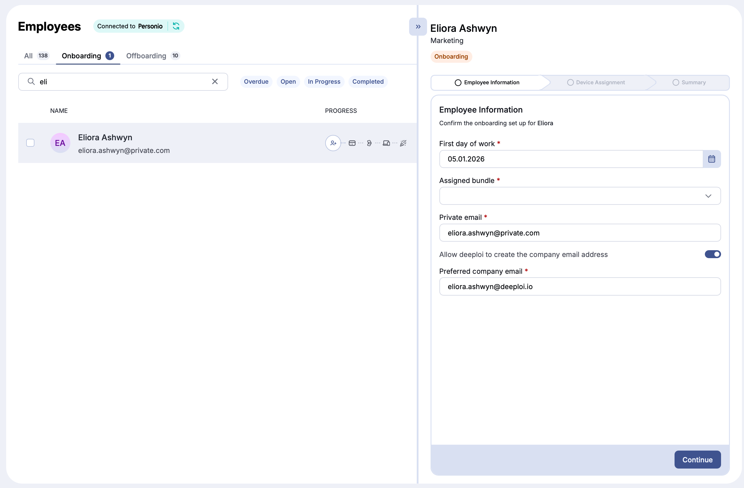 Onboarding form overview