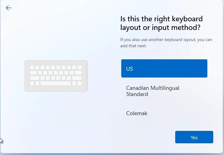 Keyboard layout selection