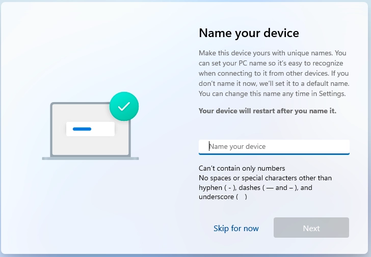 Gerät benennen Screen