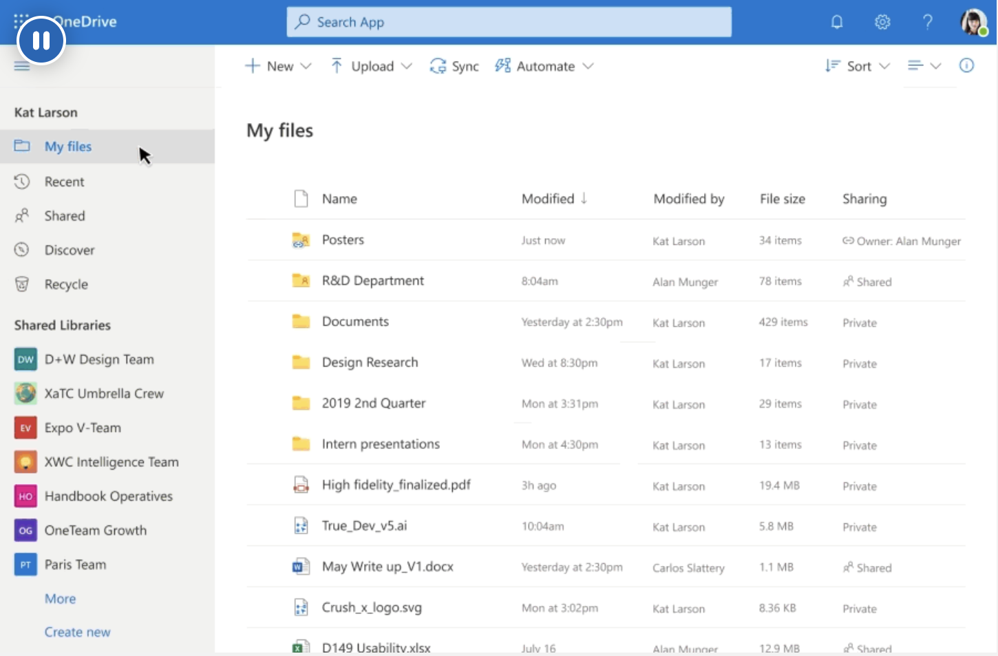 OneDrive-Dateiübersicht in Microsoft 365